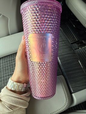 Walt Disney World 50th Anniversary Pink Iridescent Studded Tumbler - No Straw